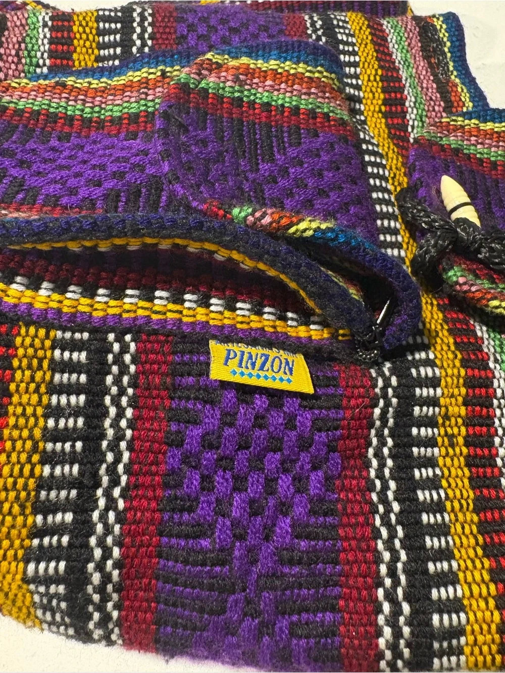 PINZON Mexican Purple Backpack with Multicolor Stripes
